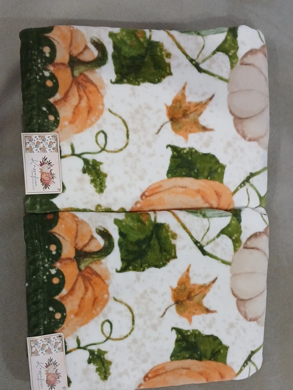 Pumpkin Harvest 100% Cotton Bath Toqel Set- Orange, Green, Cream